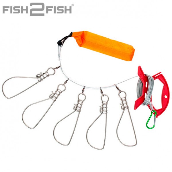Кукан пятиместный Fish2Fish с поплавком и намоткой