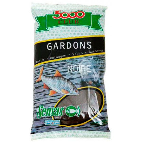 Прикормка Sensas 3000 Club Gardons Noire 1 кг (черная, плотва)
